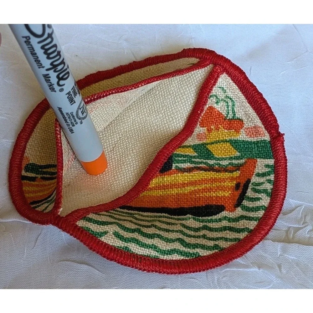 4 Tony Sarg Print Linens Coasters Wine Pocket Cow Lamb Deer Boat Hunter Set Vtg